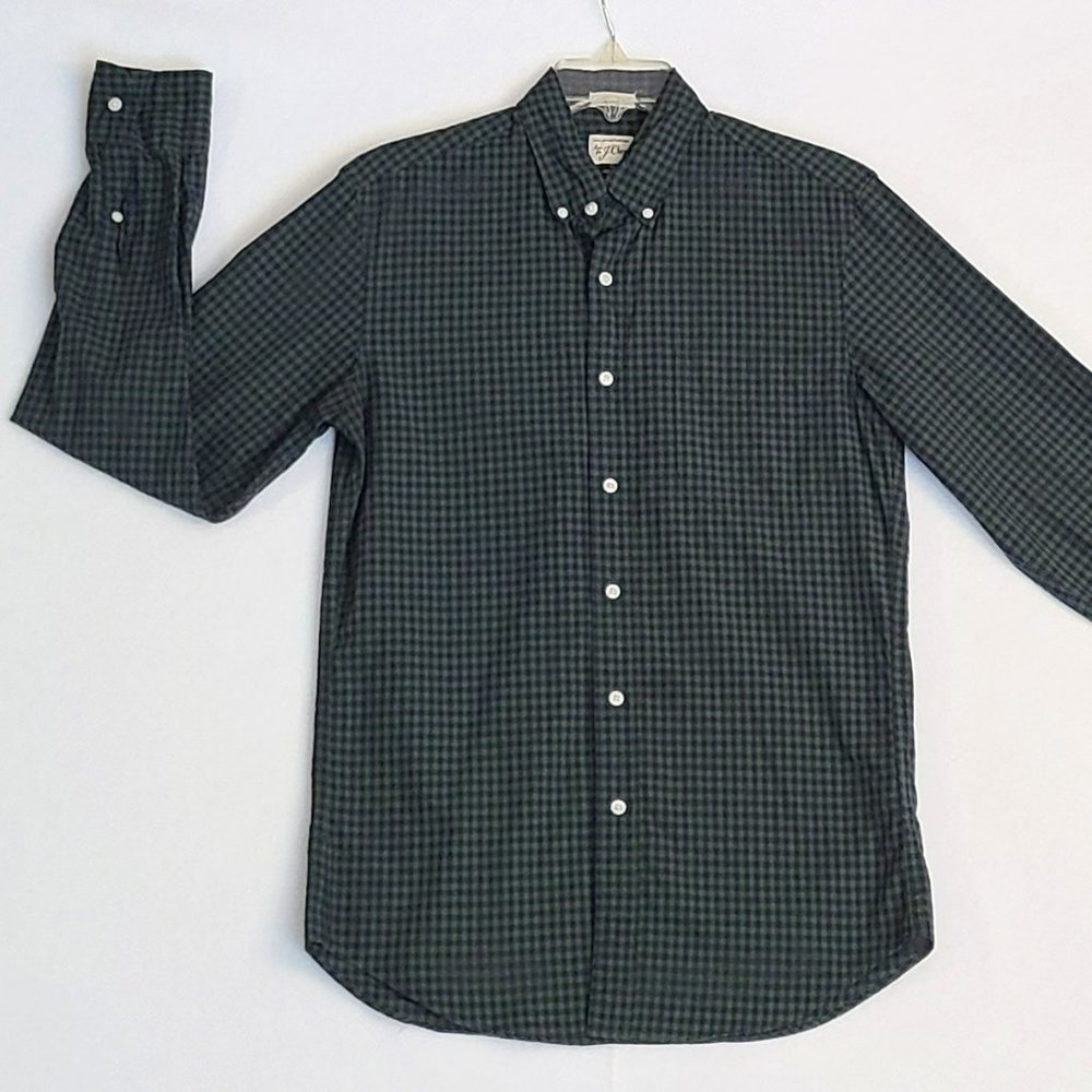 Sewn For J Crew Shirt Mens Small Green Button Down Check Long Sleeve
